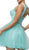 Dancing Queen - 9126 Rosette Textured Lace Bodice Cocktail Dress In Blue