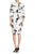 Taylor - 1150MJ Scoop Neck Flounce Sleeved Floral Print Crepe Dress In White and Black