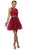 Dancing Queen - 9159 Keyhole Cutout Lace Bodice Short Prom Dress In Red