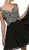 Dancing Queen - 9160 Cap Sleeve Adorned Sweetheart A-Line Cocktail Dress In Black