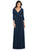 Dessy Collection - 3027 V Neck Quarter Length Sleeves A-Line Dress In Blue