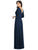Dessy Collection - 3027 V Neck Quarter Length Sleeves A-Line Dress In Blue