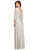 Dessy Collection - 3028 Quarter Length Sleeve V-neck A-line Dress In Pink and Gold
