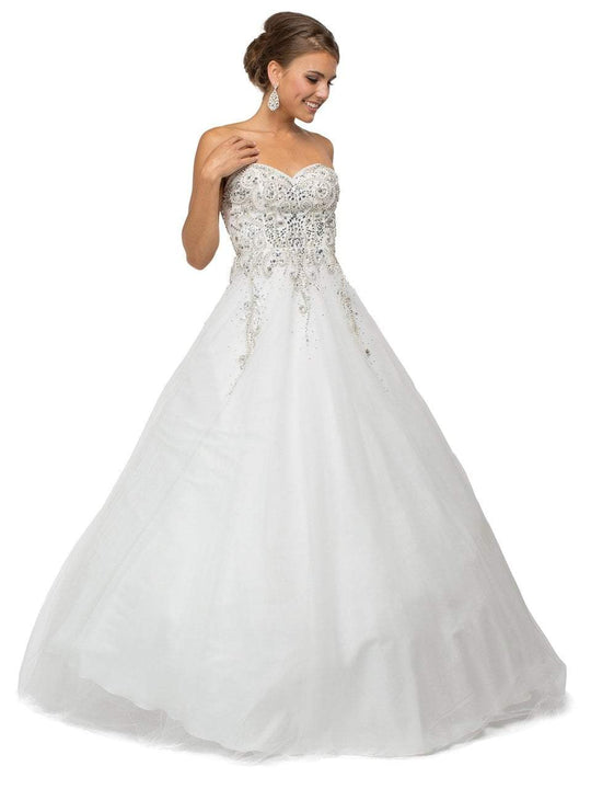 Floor-Length Strapless Sweetheart Ballgown In White
