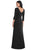 After Six - 6797 V-Neck Quarter Length Dress with Slit In Black