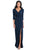 After Six - 6797 V-Neck Quarter Length Dress with Slit In Blue