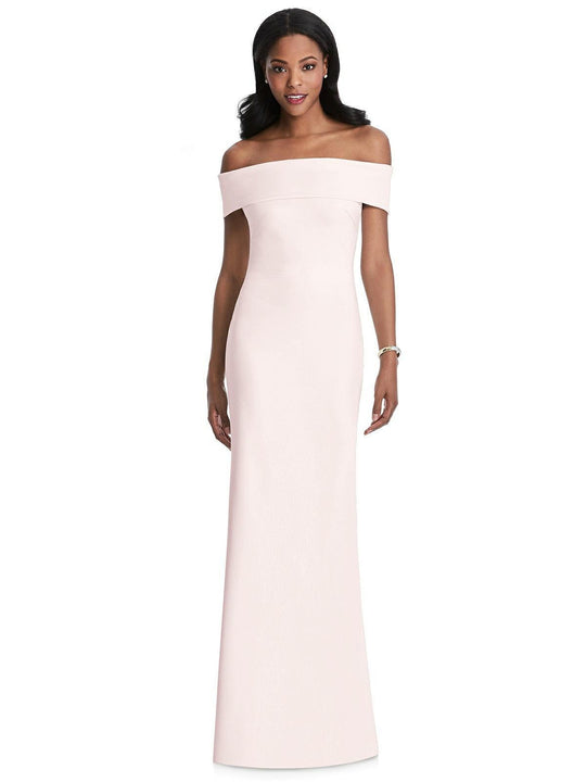 After Six - 6800 Off-Shoulder Fitted Evening Dress In Pink
