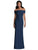 After Six - 6800 Off-Shoulder Fitted Evening Dress In Blue