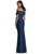 After Six - 6800 Off-Shoulder Fitted Evening Dress In Blue
