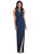 After Six - 6801 Fitted Bateau Evening Dress with Slit In Blue