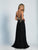 Dave & Johnny - A9173 Halter Neck Keyhole Cutout V Back A-Line Gown In Black