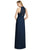 Lela Rose - LR244 Marquis Lace Lux Chiffon Pleated A-line Dress In Blue