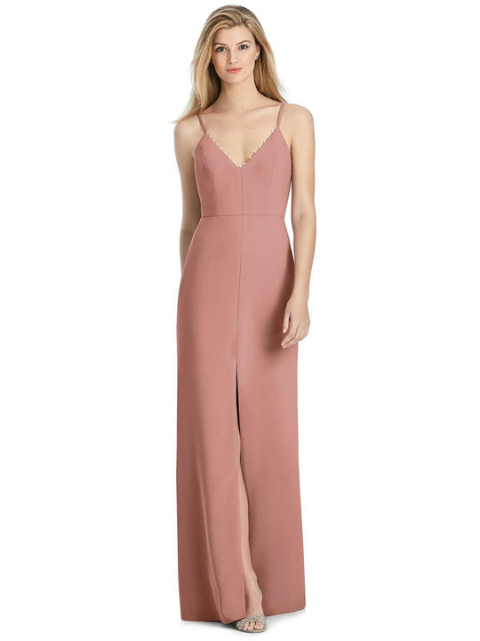 Lela Rose - LR245 Sleeveless V-neck Trumpet Dress With Slit In Pink