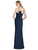 Lela Rose - LR247 Oversized Bow Obi Long Sheath Gown In Blue