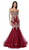 Cinderella Divine - 9179 Lace Appliqued Mermaid Gown In Red and Gold
