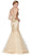 Cinderella Divine - 9179 Lace Appliqued Mermaid Gown In Neutral and Gold