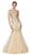 Cinderella Divine - 9179 Lace Appliqued Mermaid Gown In Neutral and Gold