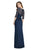 Jenny Packham - JP1011 Quarter Length Sleeve Lace A-line Dress In Blue