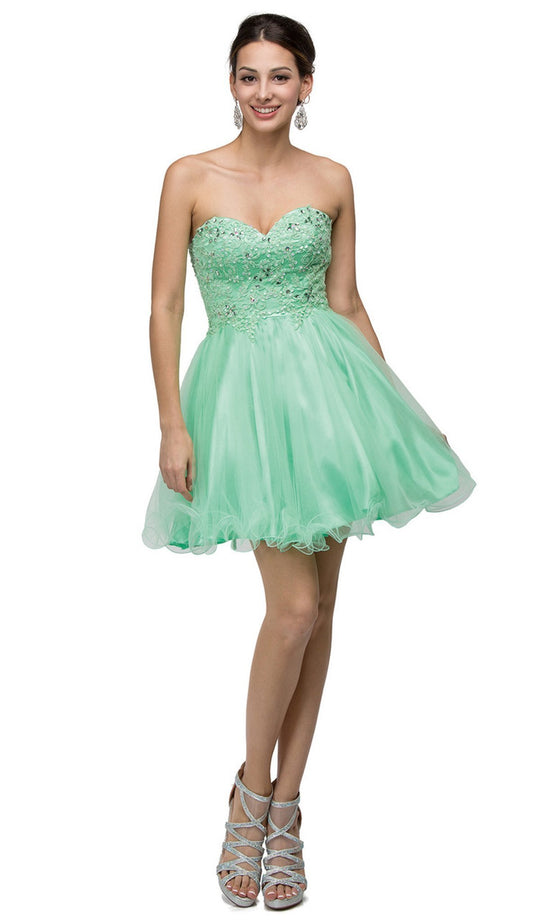 Dancing Queen - 9181 Stunning Embellished Bodice Ruffled Skirt Cocktail Dress