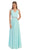 Dancing Queen - 9182 Illusion Cap Sleeve Pleated V-Neck Chiffon Evening Dress In Blue