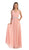 Dancing Queen - 9182 Illusion Cap Sleeve Pleated V-Neck Chiffon Evening Dress In Pink