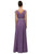 Illusion Cap Sleeve Pleated V-Neck Chiffon Evening Dress 9182 in Purple