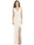 Jenny Packham - JP1013 Pleated Surplice Bodice High Slit Gown In White