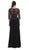 Dancing Queen - 9190 Jewel Embellished Sheer Bodice Quarter Sleeves Formal Dress in Black