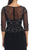 Dancing Queen - 9190 Jewel Embellished Sheer Bodice Quarter Sleeves Formal Dress in Black