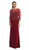 Dancing Queen - 9190 Jewel Embellished Sheer Bodice Quarter Sleeves Formal Dress in Red