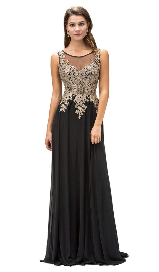 Dancing Queen - 9191 Lace Appliqued Chiffon Prom Dress
