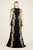Tadashi Shoji - Gold Embellished Bateau Mermaid Dress In Black and Gold