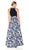 Eliza J Evening - EJ7M5920 Embellished Floral Print A-line Dress In Blue and Silver
