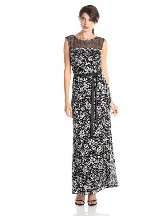 Alex Evenings - Sleeveless Floral Long Dress 1121044 in Black