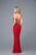 Scala - 48960 Bedazzled V-neck Trumpet Dress In Red