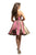Johnathan Kayne - 9201 Plunging V-Neck Metallic Brocade A-Line Dress In Pink and Gold