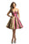 Johnathan Kayne - 9201 Plunging V-Neck Metallic Brocade A-Line Dress In Pink and Gold