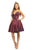 Johnathan Kayne - 9202 Knee Length Jewel Strewn A-Line Dress In Red and Blue