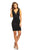 Johnathan Kayne - 9203 Applique Deep Scalloped V-neck Sheath Dress In Black and Purple