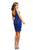 Johnathan Kayne - 9203 Applique Deep Scalloped V-neck Sheath Dress In Blue