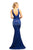 Johnathan Kayne - 9204 Beaded Plunging V-Neck Mermaid Dress In Blue