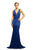 Johnathan Kayne - 9204 Beaded Plunging V-Neck Mermaid Dress In Blue