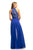 Johnathan Kayne - 9205 Beaded Lace Chiffon Jumpsuit with Skirt Overlay In Blue