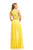 Johnathan Kayne - 9205 Beaded Lace Chiffon Jumpsuit with Skirt Overlay In Yellow