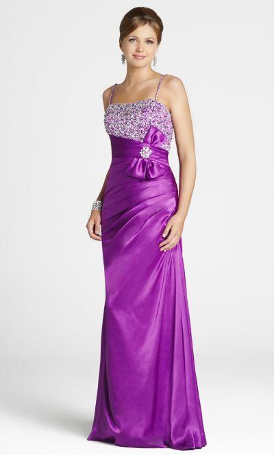 Blush - 9211 Embellished Empire Charmeuse Gown In Purple