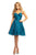 Johnathan Kayne - 9219 Lace and Satin Sweetheart A-line Dress In Blue and Green