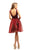 Johnathan Kayne - 9225 Bejeweled Plunging Bodice Overskirt Romper In Red