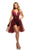 Johnathan Kayne - 9225 Bejeweled Plunging Bodice Overskirt Romper In Red