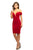 Johnathan Kayne - 9226 Knee Length Plunging Off Shoulder Velvet Dress In Red