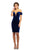Johnathan Kayne - 9226 Knee Length Plunging Off Shoulder Velvet Dress In Blue